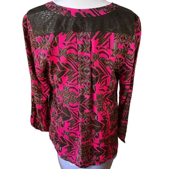 Plenty by Tracy Reese Fuchsia Laminated Yoke Peasant Blouse, NWT. M. Anthro, Rev - Picture 4 of 16